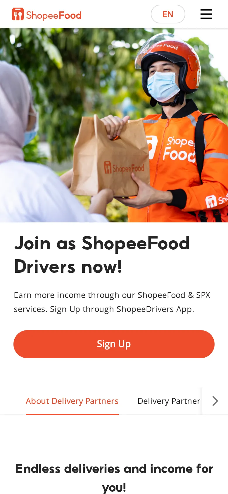 Join as a ShopeeFood driver via the Driver app