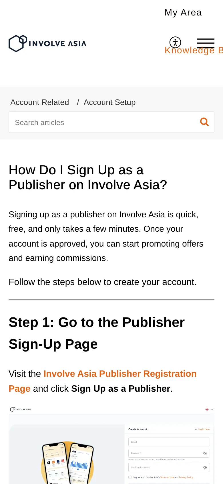 Langkah 1: Daftar sebagai Publisher di Involve Asia (percuma) dengan e-mel dan kata laluan.
