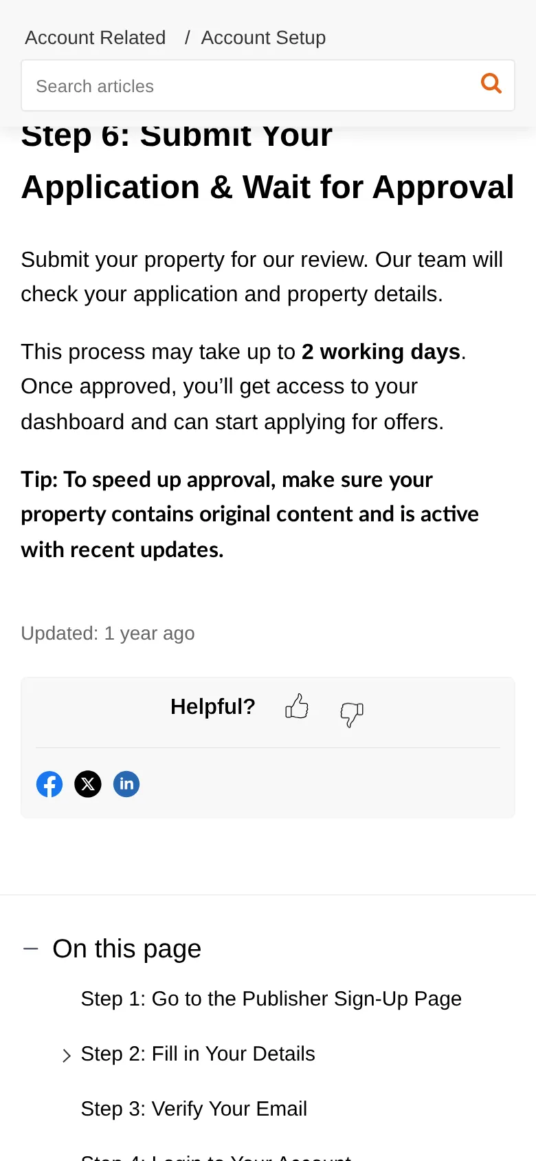 Step 6: submit for review, up to 2 working days
