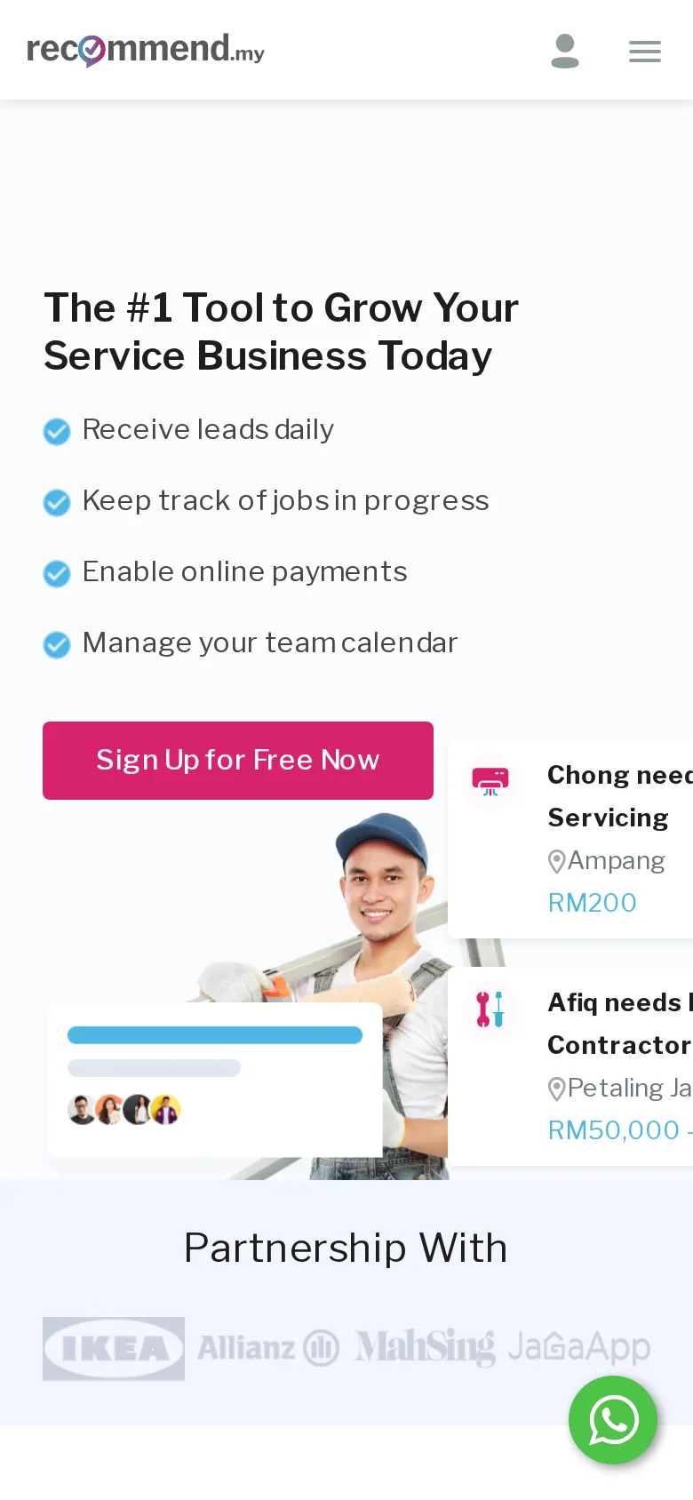 Recommend.my Pro signup page