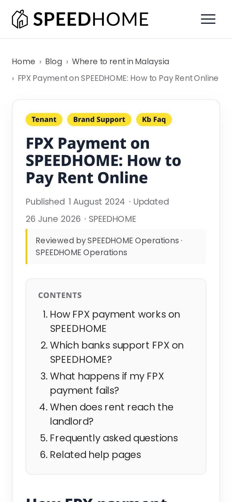 SPEEDHOME: paying rent by FPX