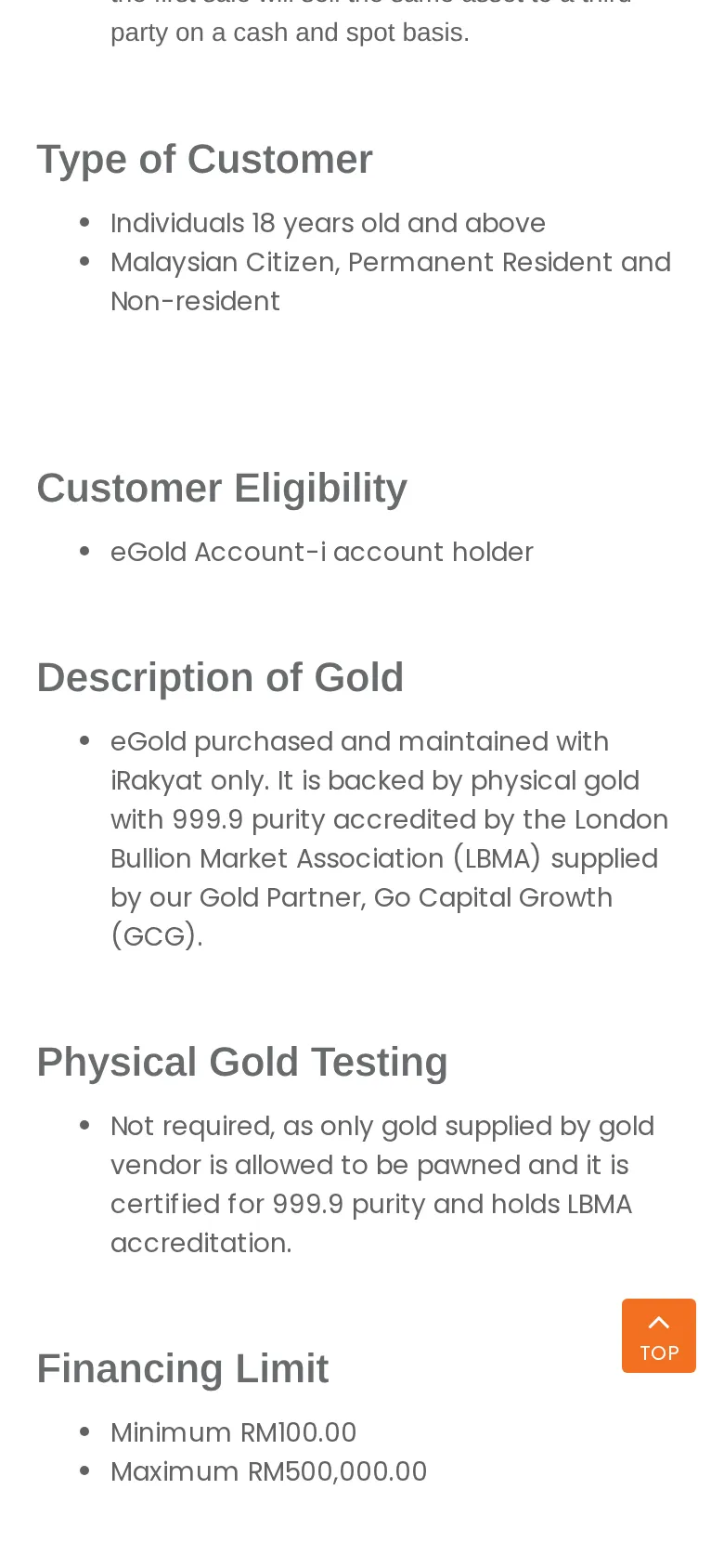 Customer eligibility: eGold Account-i holder, gold bought via iRakyat