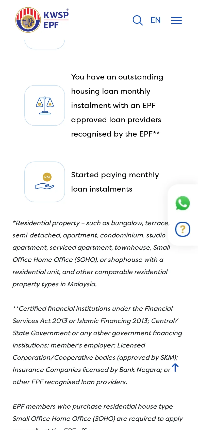 Requirement: already paying a monthly housing loan instalment