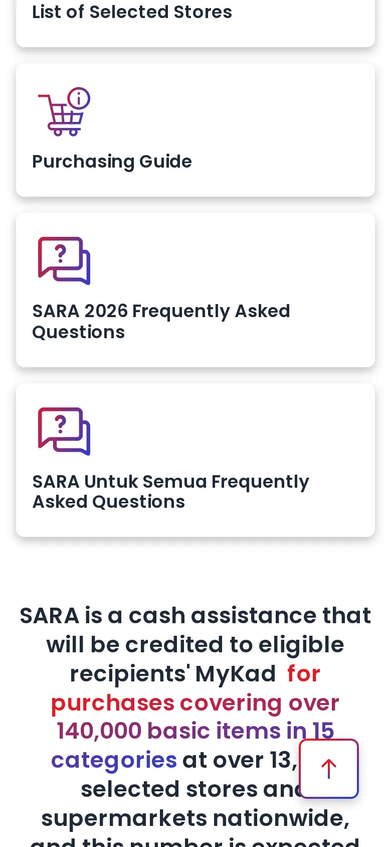 Links to selected stores list and SARA purchasing guide