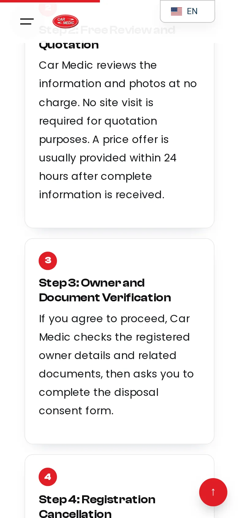 Steps 2-3: free quote and deregistration