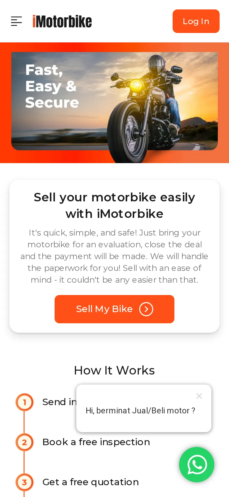 iMotorbike sell your motorbike page
