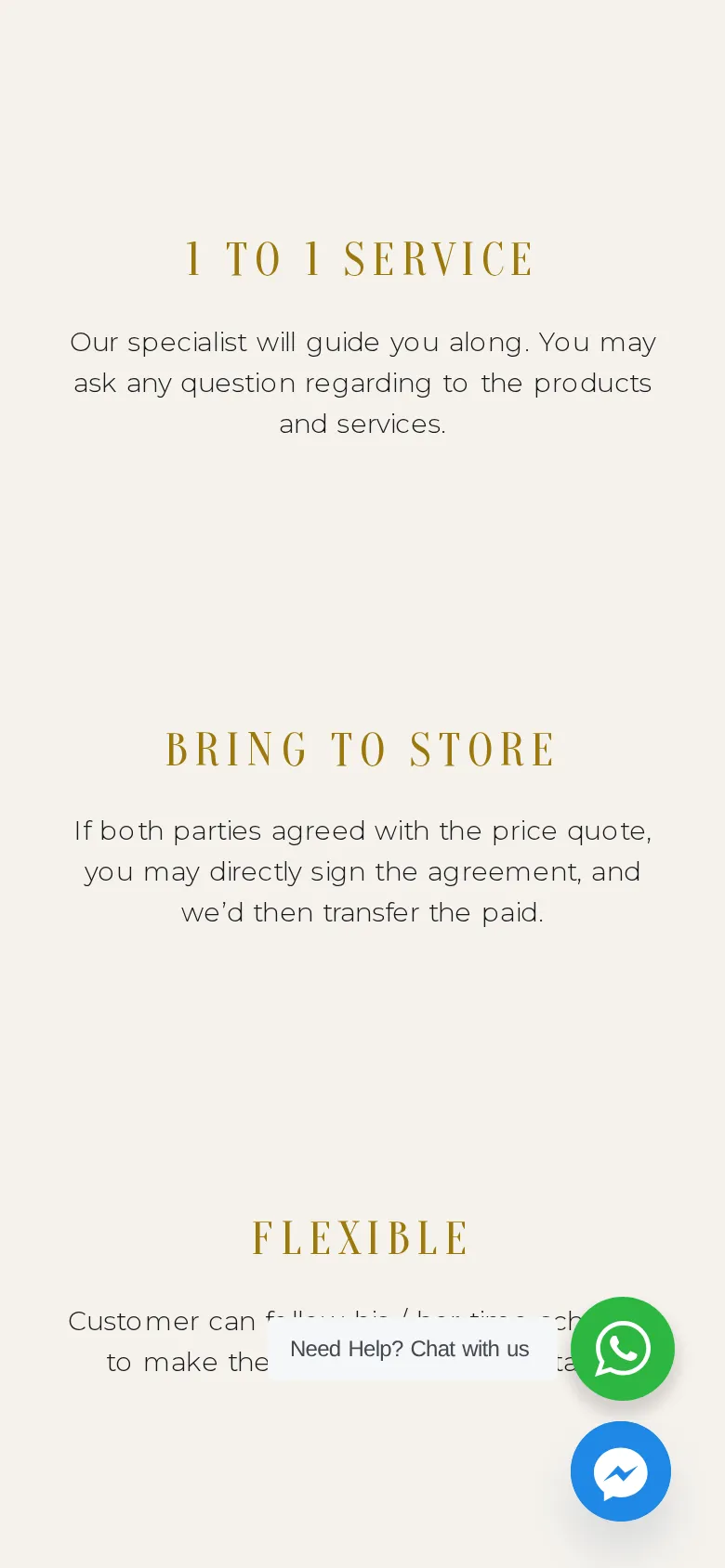 1-to-1 service and bring to store